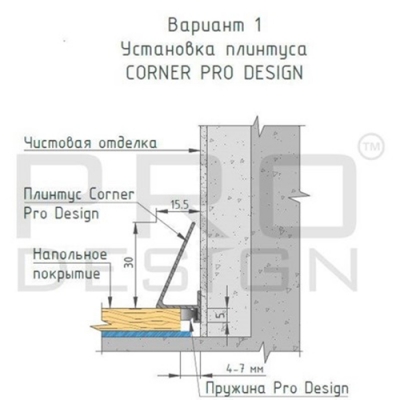 Плинтус Pro Design Corner 570 Анодированный Коньяк 2600 мм. Фотографии, цена, характеристики
