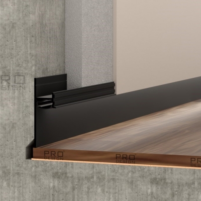Плинтус скрытого монтажа PRO DESIGN TENEVOY 7209 2700 мм. RAL 9005 Чёрный Муар. Фотографии, цена, характеристики
