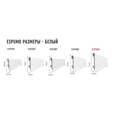 Купить Плинтус ESPUMO Белый 101 65х16х2400 мм. Фотографии, цена, характеристики